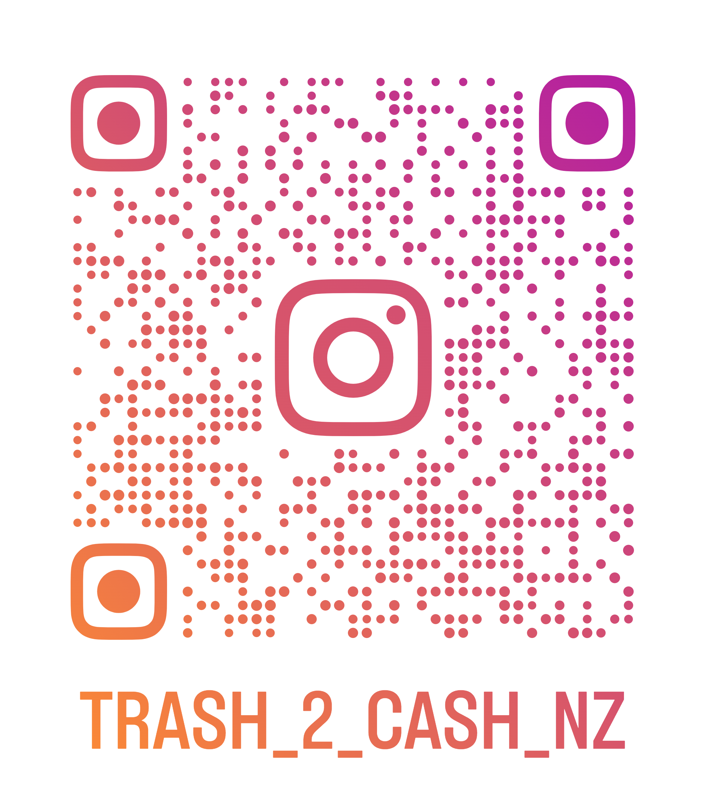 Scan to follow @trash_2_cash_nz on Instagram
